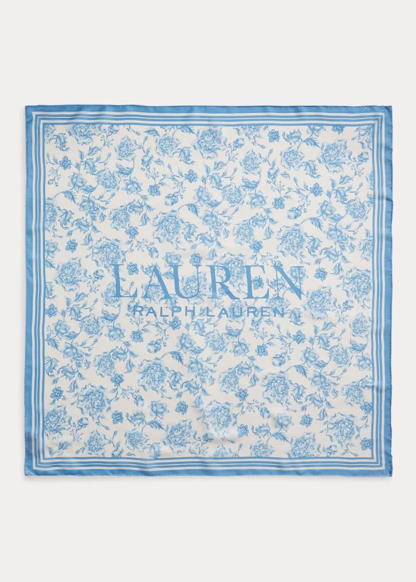 Bufandas Ralph Lauren Mujer Creme / Azules - Alexa Floral Silk - XNRTA6043